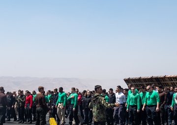 The aircraft carrier USS John C. Stennis (CVN 74) transits the Suez Canal