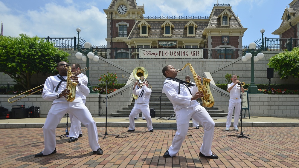 USS Blue Ridge Seventh Fleet Band plays at Disneyland Hong Kong