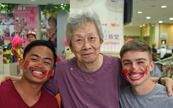 USS Blue Ridge Sailors participate in a community relations event at the Po Leung Kuk Life Education and Elderly Support Centre in Hong Kong