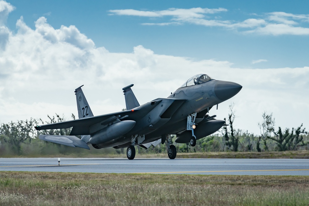 PACAF F-15C Eagles Touch Down at Tinian International Airport