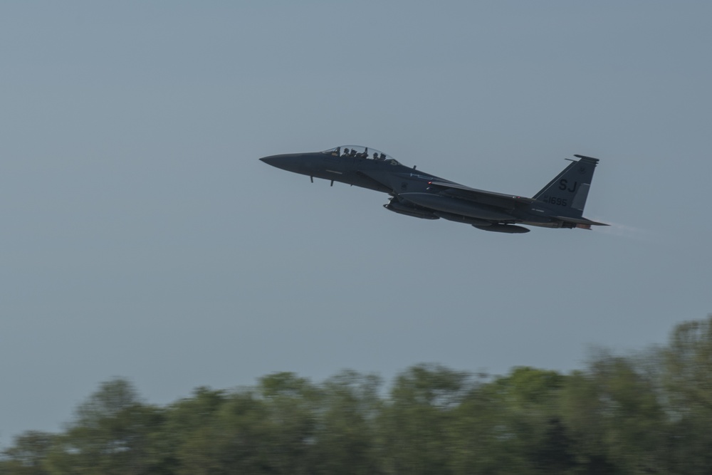 335th FS takes off on deployment