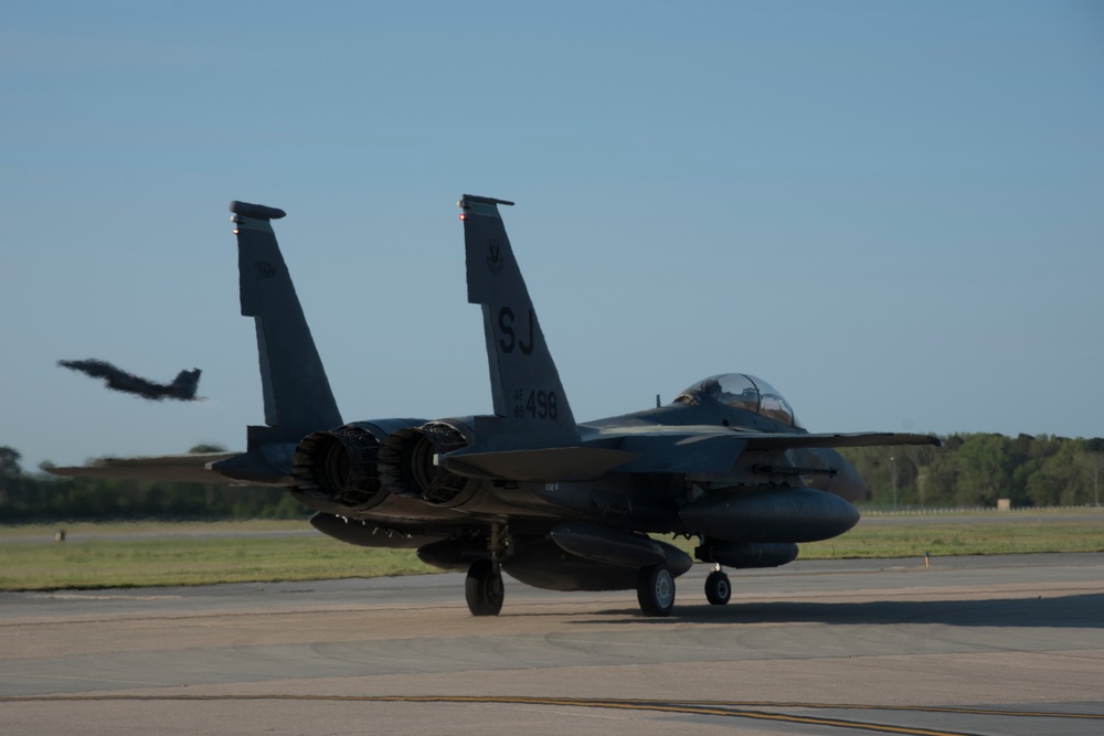 335th FS takes off on deployment