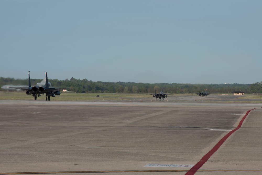 335th FS takes off on deployment