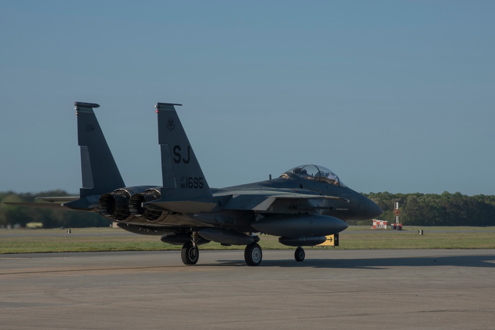 335th FS takes off on deployment