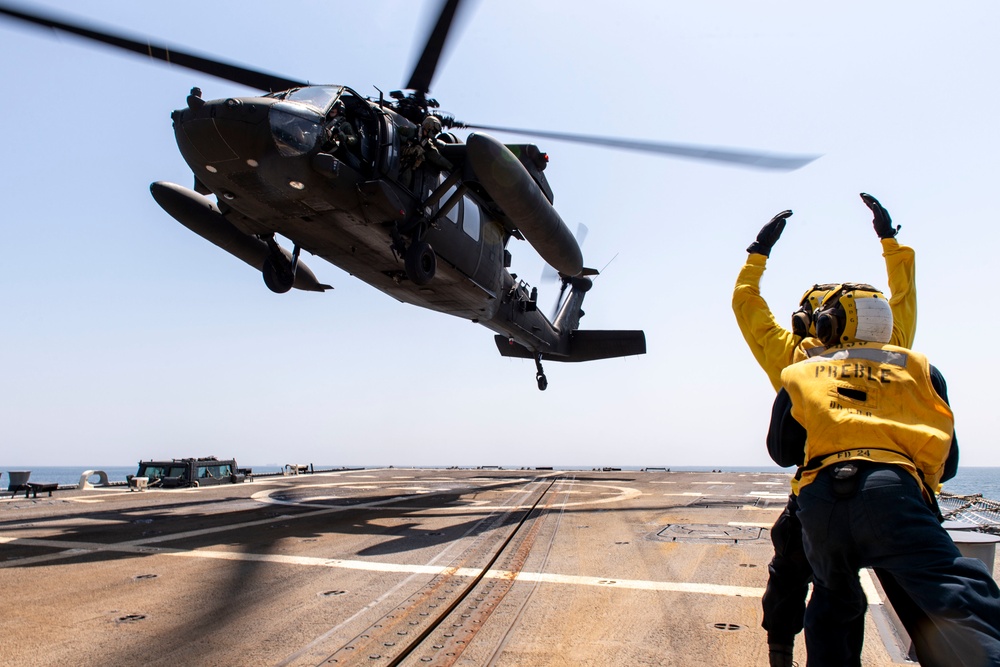 USS Preble and 2-2 AHB conduct deck landing qualifications