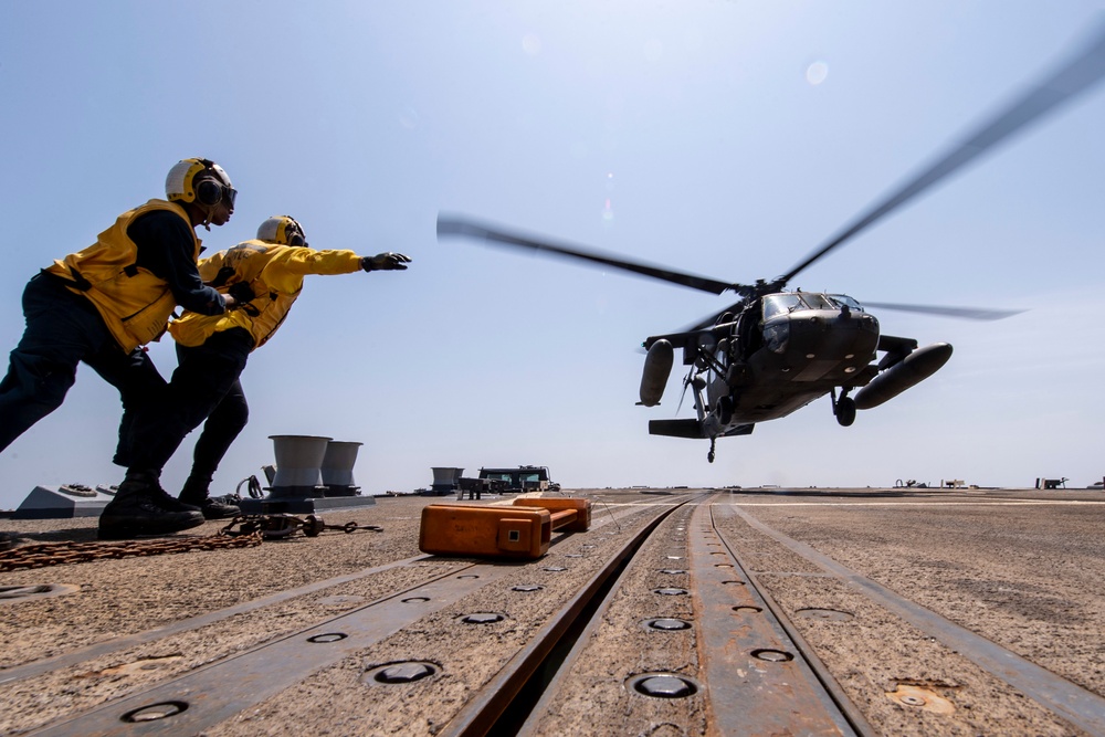 USS Preble and 2-2 AHB conduct deck landing qualifications