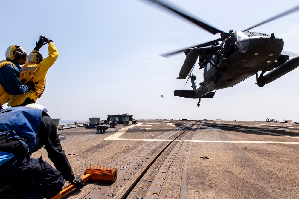 USS Preble and 2-2 AHB conduct deck landing qualifications