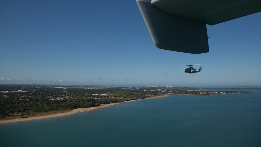 U.S. Marines participate in Anzac Day with flyover