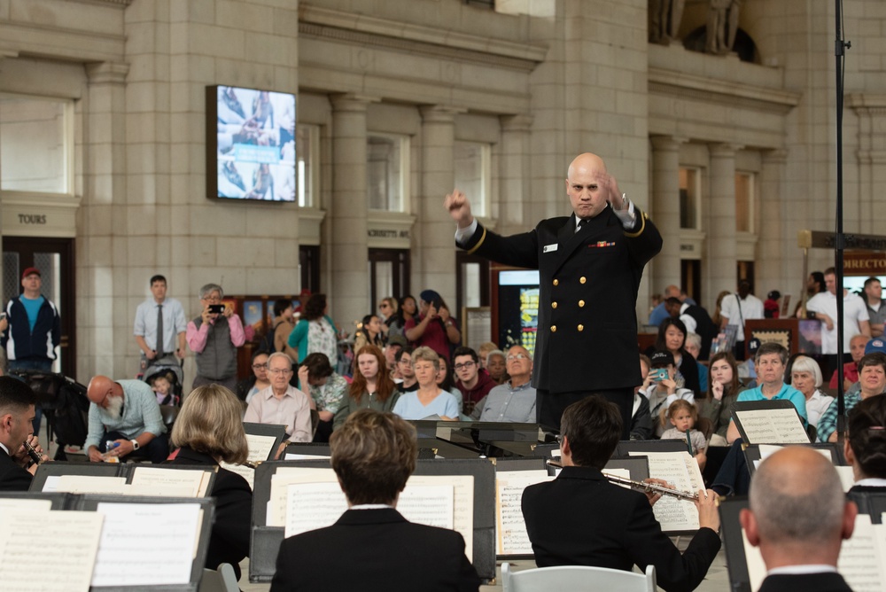 United States Navy Band performs at Union Station in Washington, D.C.