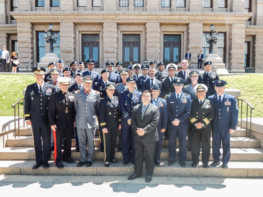 Maj. Gen. Tracy Norris with Chilean Military officials and Texas Militiary Department Officials