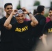 Sky Soldiers attempt cornhole while wearing vision impairment goggles