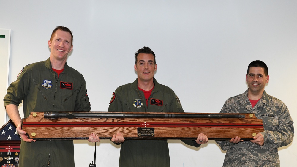Lieutenant Colonel Jared 'Chowda' Conaboy flies 'fini flight'