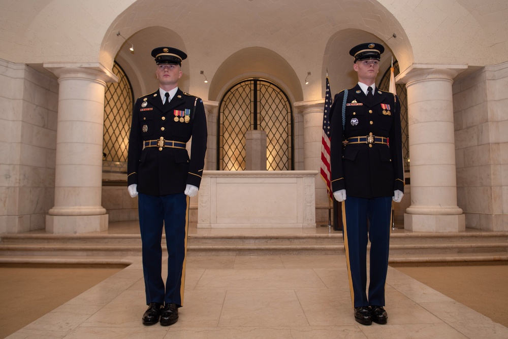 Pfc. Dustin R. Miller and Spc. Christopher Seaman Tomb Guard Identification Badge Ceremony