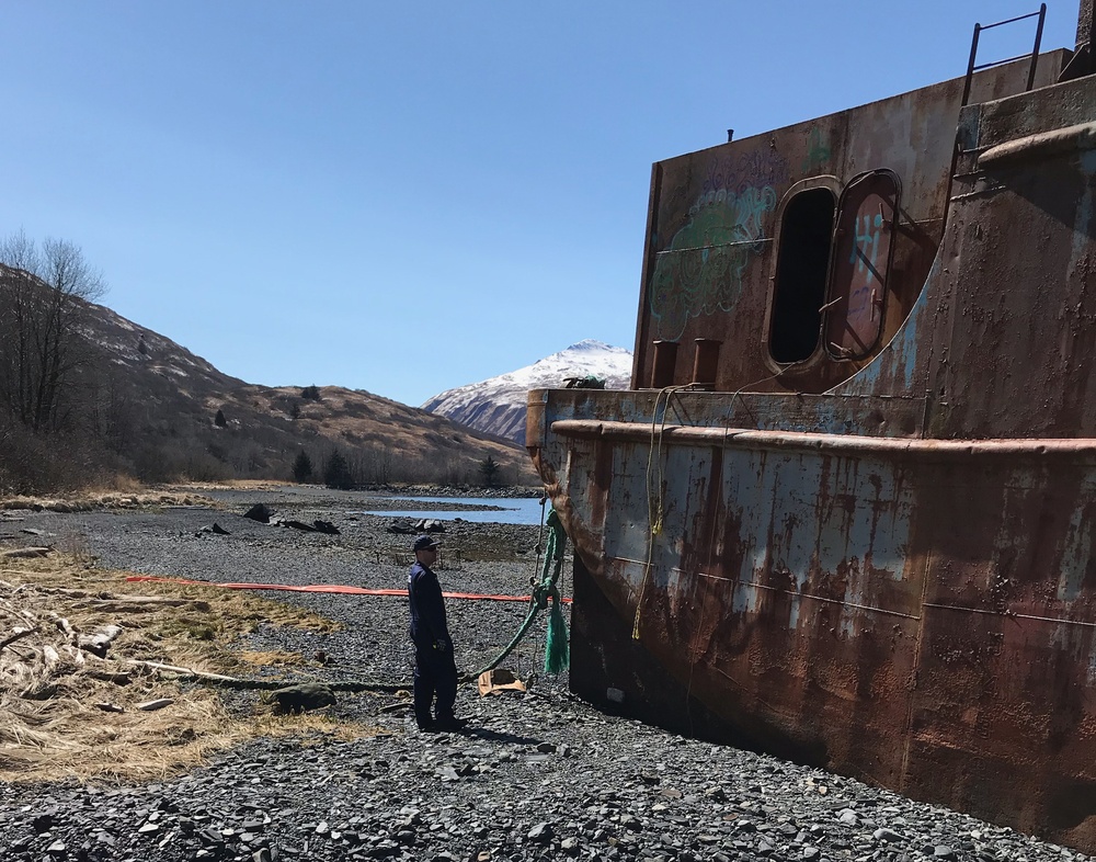 Coast Guard, contractors respond to derelict barge on Kodiak Island, Alaska
