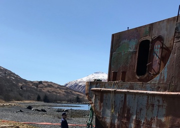 Coast Guard, contractors respond to derelict barge on Kodiak Island, Alaska