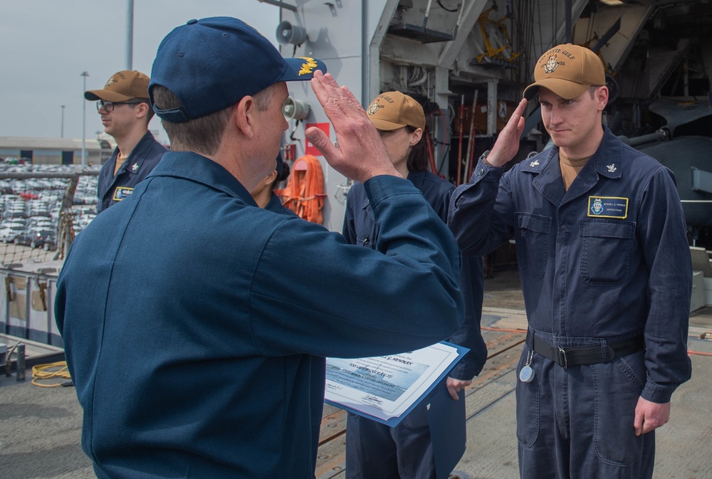 USS Leyte Gulf Pinning Ceremony