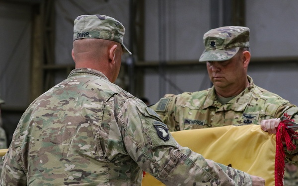 Army National Guardsmen transfer responsibility of the OIR/OSS aviation support mission