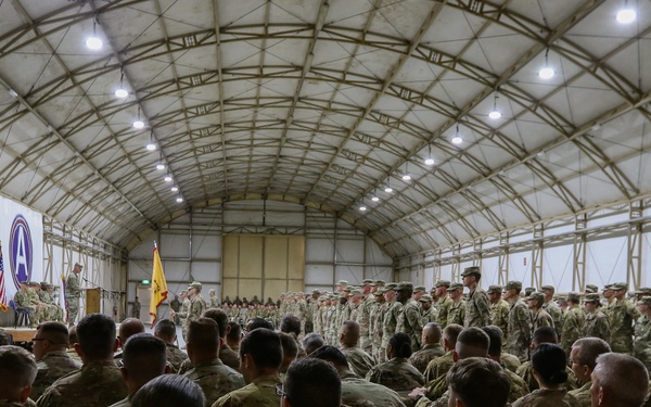 Army National Guardsmen transfer responsibility of the OIR/OSS aviation support mission