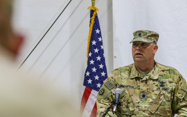 Army National Guardsmen transfer responsibility of the OIR/OSS aviation support mission