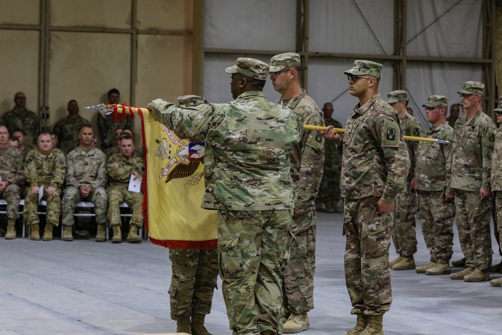 Army National Guardsmen transfer responsibility of the OIR/OSS aviation support mission