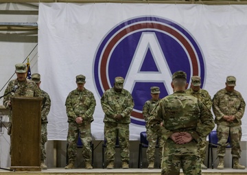 Army National Guardsmen transfer responsibility of the OIR/OSS aviation support mission