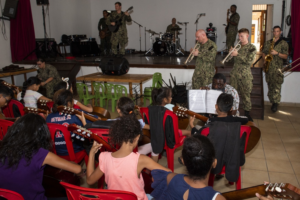 Band visits Safrei Music School during Pacific Partnership 2019
