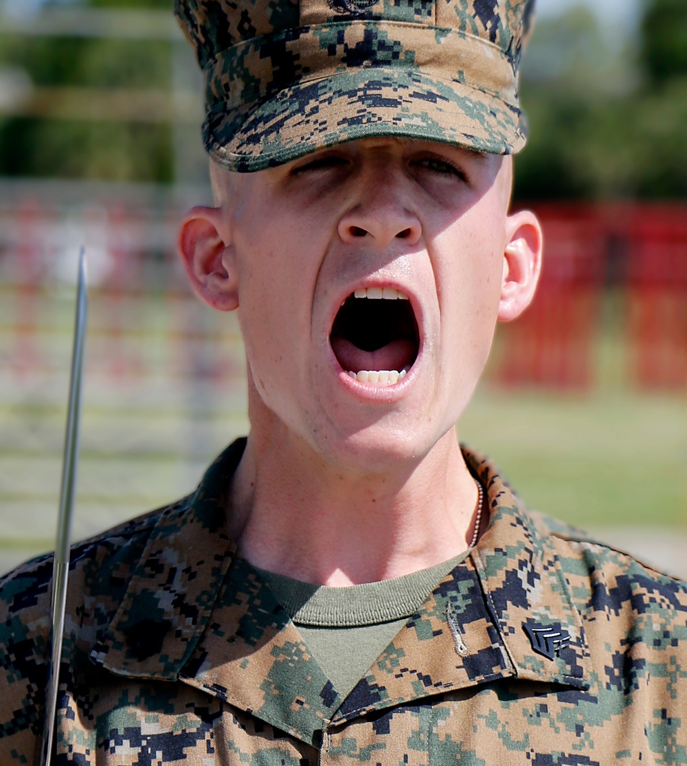 Drill Instructor School candidates practice close order drill