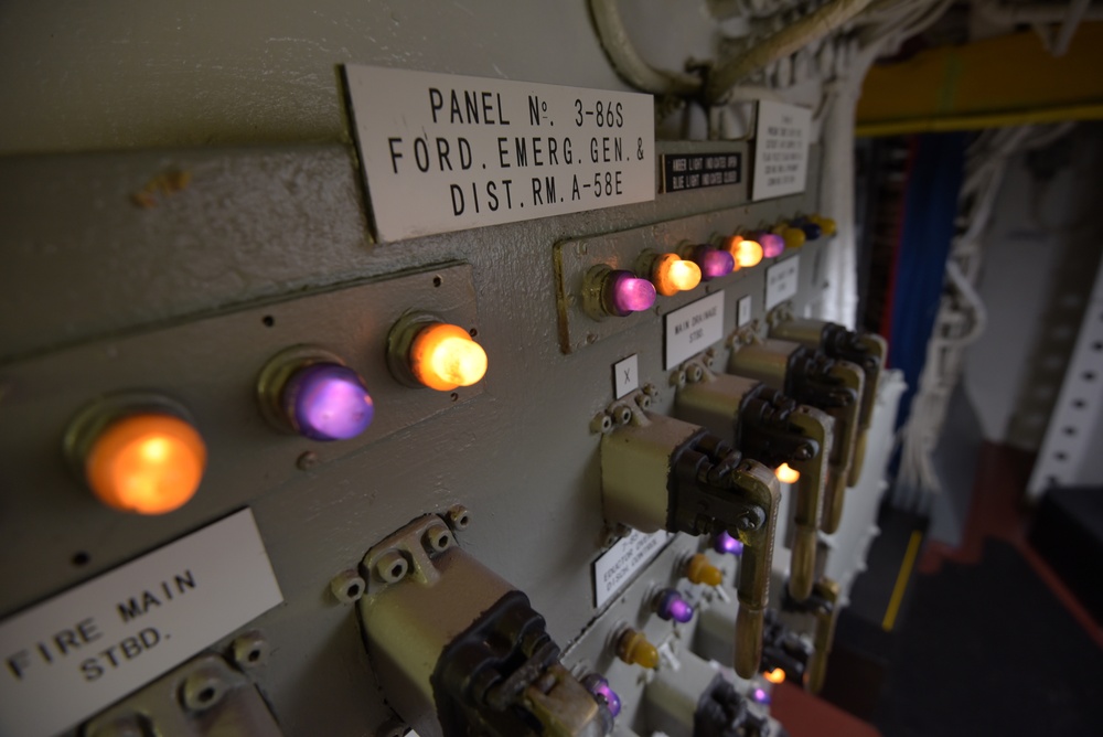 Interior electrical panel aboard the Battleship Wisconsin