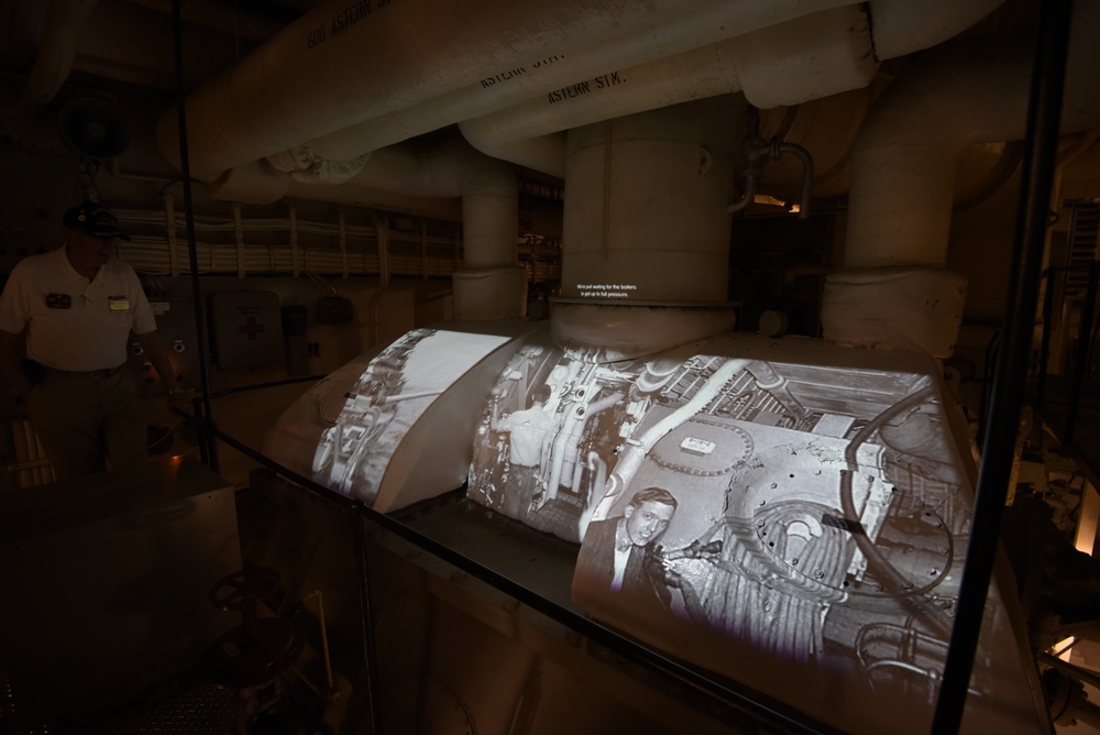 Engine room presentation aboard the Battleship Wisconsin