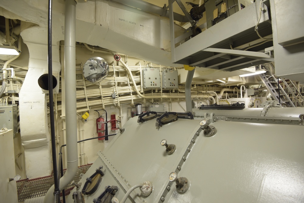 Reduction gear space aboard the Battleship Wisconsin