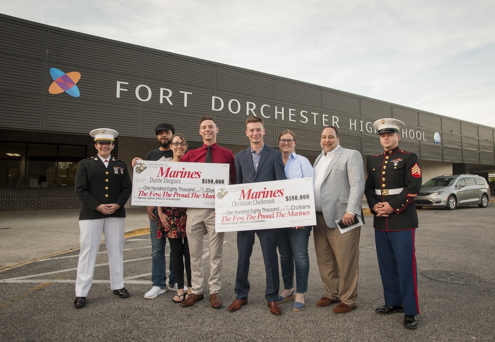 Two Fort Dorchester High School students accept NROTC Marine Option Scholarship