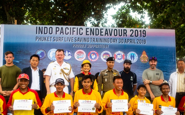 U.S. Marines participate in a swim survival COMREL event