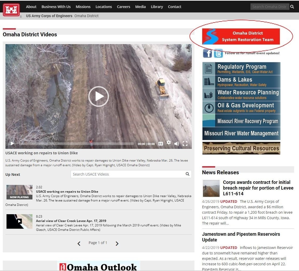 USACE Omaha District Web Page