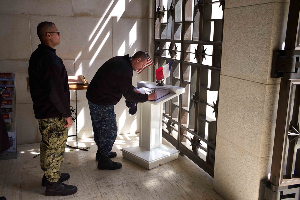 U.S. Sailors visit the Rhone American Cemetery