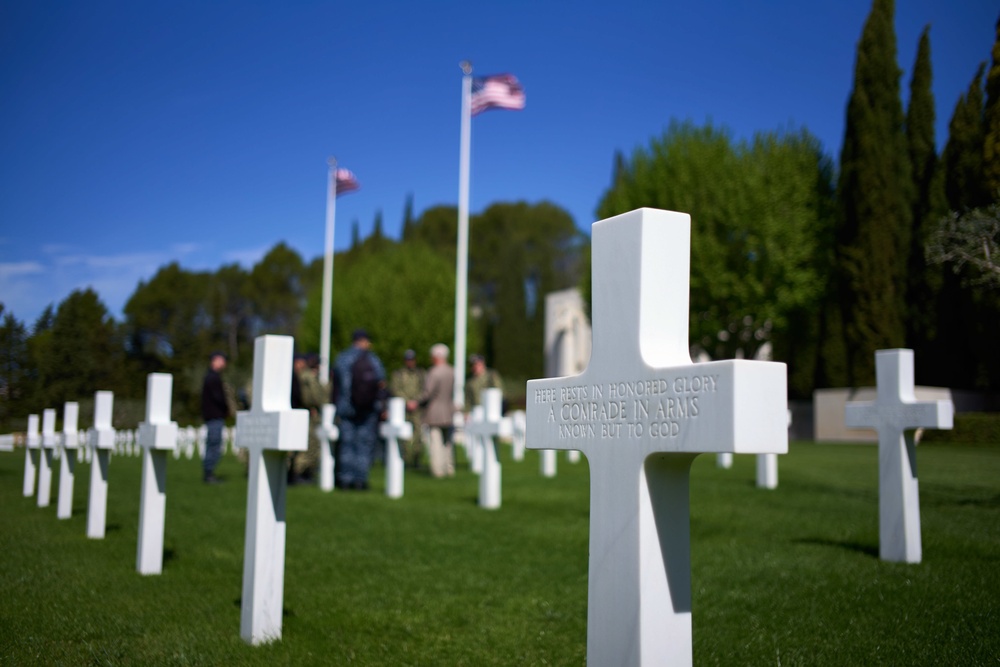 U.S. Sailors visit the Rhone American Cemetery