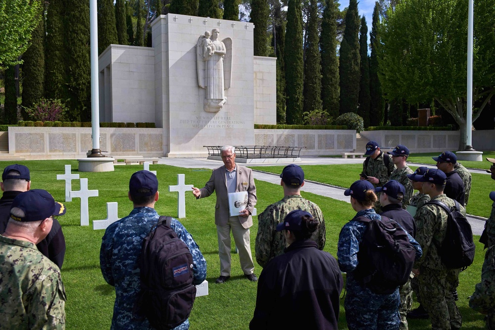 U.S. Sailors visit the Rhone American Cemetery