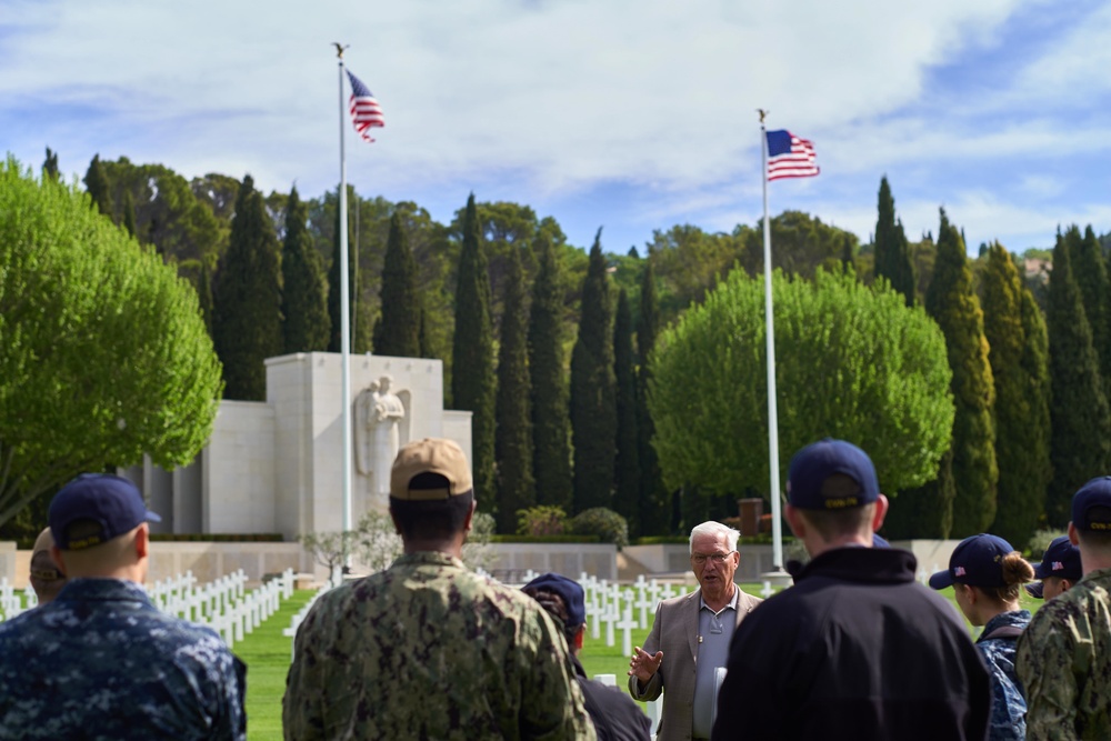 U.S. Sailors visit the Rhone American Cemetery