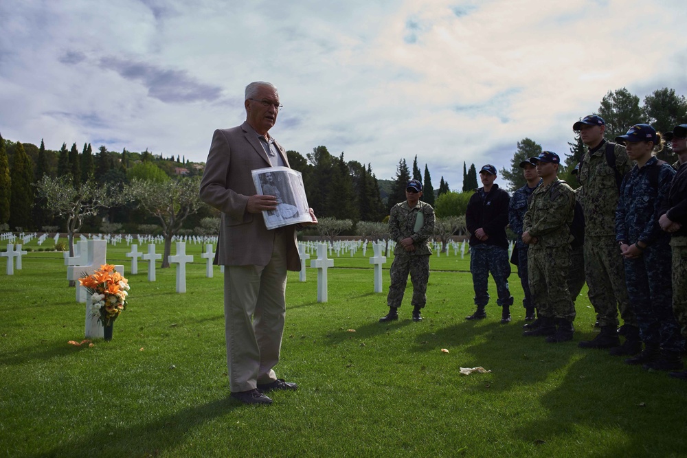 U.S. Sailors visit the Rhone American Cemetery