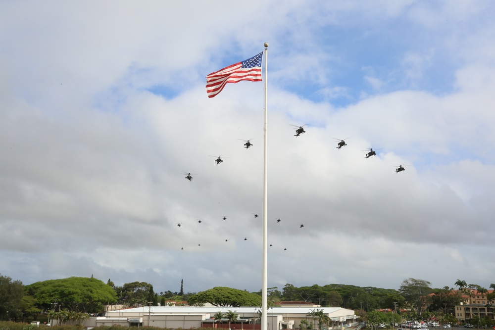 25th Combat Aviation Brigade formation flight accross Oahu
