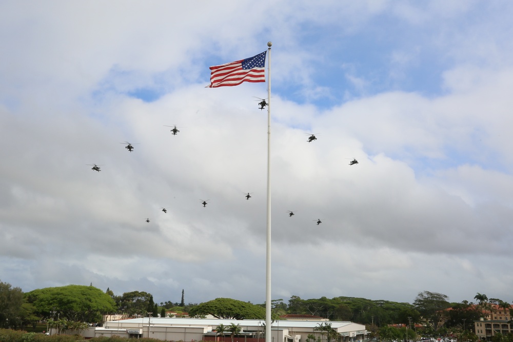 25th Combat Aviation Brigade formation flight accross Oahu