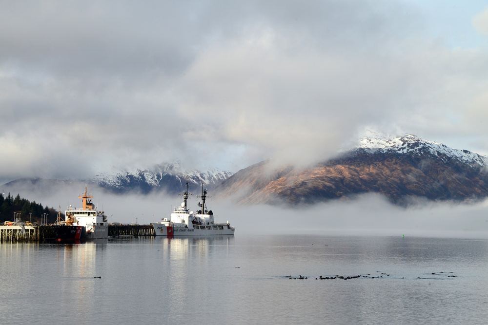 Coast Guard cutters and otters in Kodiak, Alaska
