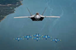 F-22 Raptor makes historic flight with Blue Angels
