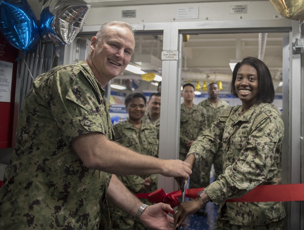 USS Makin Island re-opens the ship’s store.