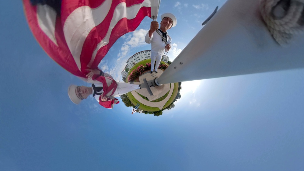 Unique View of Morning Colors Onboard Naval Air Station Pensacola