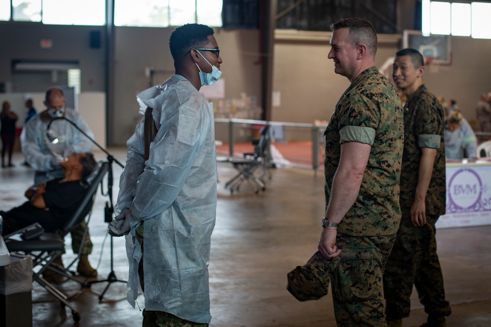 4th MLG commanding general, 4th Dental Battalion commanding officer visit service members supporting IRT Puerto Rico 2019