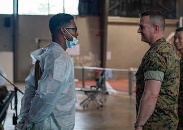4th MLG commanding general, 4th Dental Battalion commanding officer visit service members supporting IRT Puerto Rico 2019