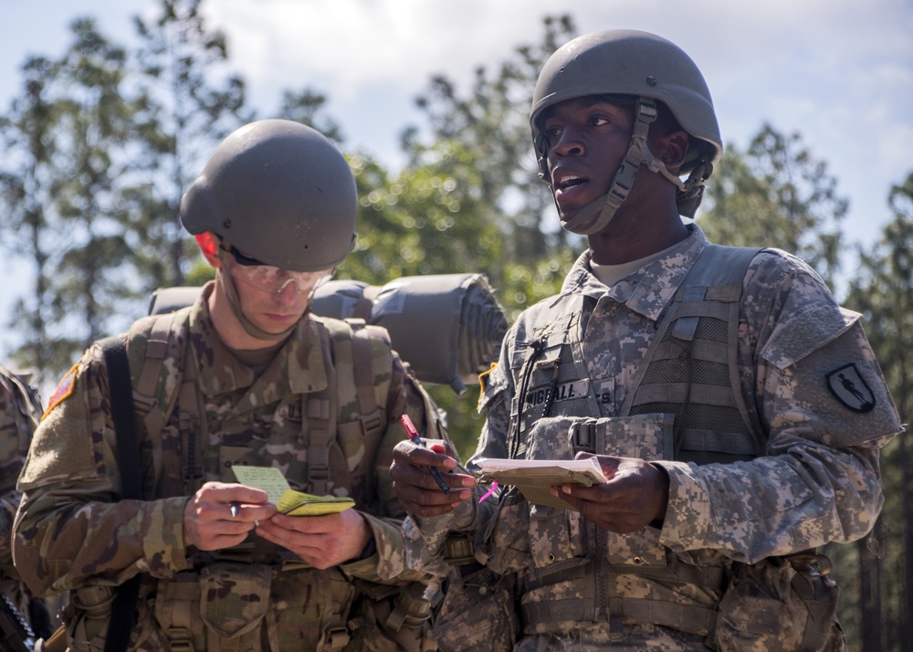South Carolina Army National Guard officer candidates conduct squad movements during OCS