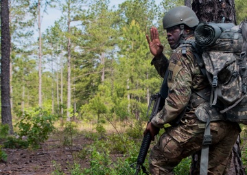 South Carolina Army National Guard officer candidates conduct squad movements during OCS