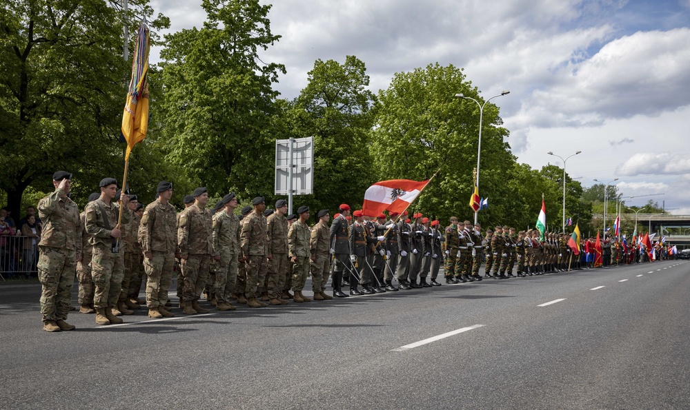 U.S. Army Soldiers participate in Poland's Constitution Day Parade