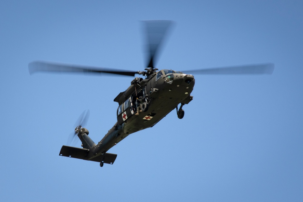 U.S. Army Reserve Soldiers perform air evacuation training at Guardian Response 19